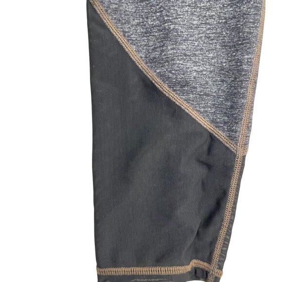 Athleta SIZE XS Gray Charcoal Heathered Capri Leggings w Black Mesh Bottom - Picture 3 of 5